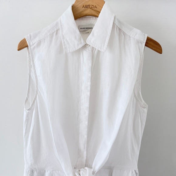 Club Monaco White Linen Blend Tie Waist
Sleeveless Romper Size 2 - Picture 3 of 11